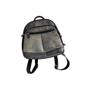 Jack Georges Gray Voyager Distressed Leather Backpack Purse Small Organizer USA